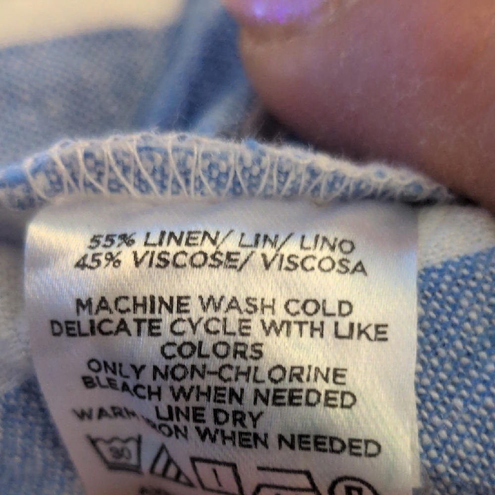 LOFT Blue and White Striped Summer Flowy Tank ( Linen And Viscose) - Picture 12 of 12